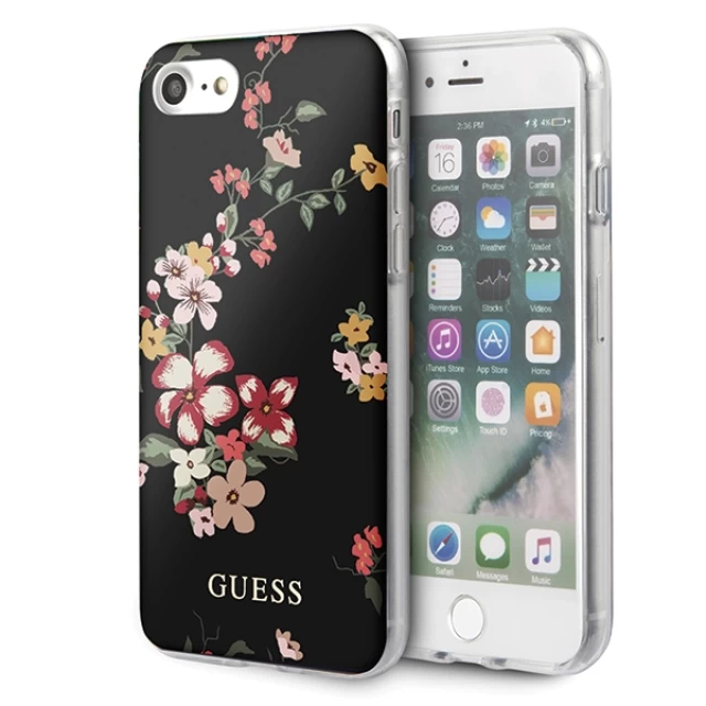 Чохол Guess Flower Collection Shiny для iPhone SE 2022/SE 2020 | 8 | 7 Black (GUHCI8PCUTRFL04)