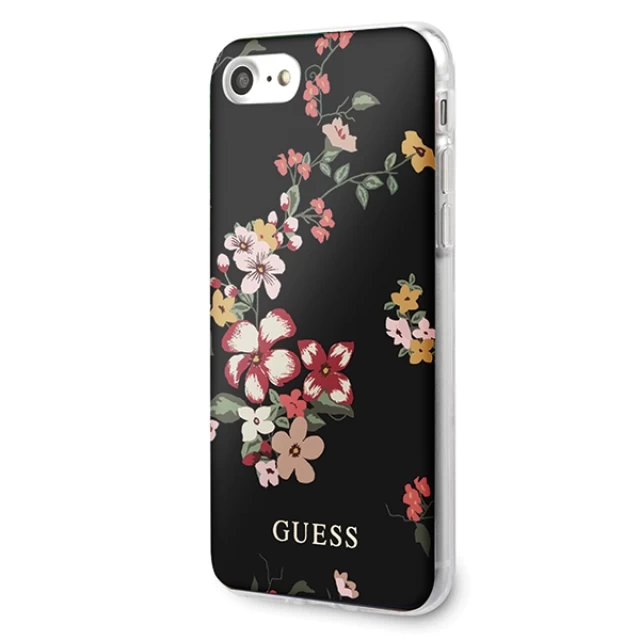 Чехол Guess Flower Collection Shiny для iPhone SE 2022/SE 2020 | 8 | 7 Black (GUHCI8PCUTRFL04)