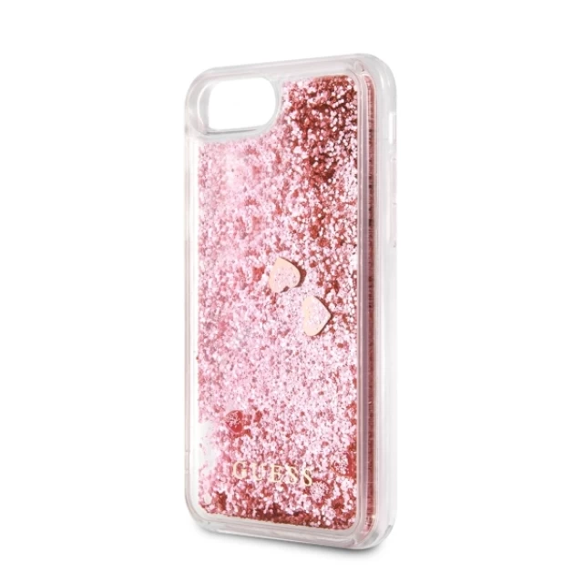 Чохол Guess Liquid Glitter Hearts для iPhone 7 | 8 | SE 2022/2020 Pink (GUHCI8GLHRERG)