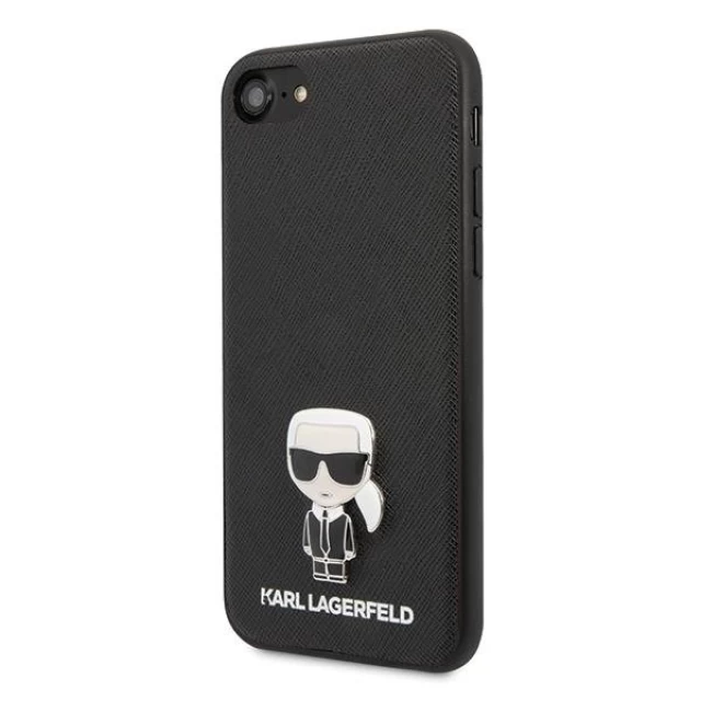 Чехол Karl Lagerfeld Saffiano Iconic Metal для iPhone SE 2020/8/7 Black (KLHCI8IKFBMBK)