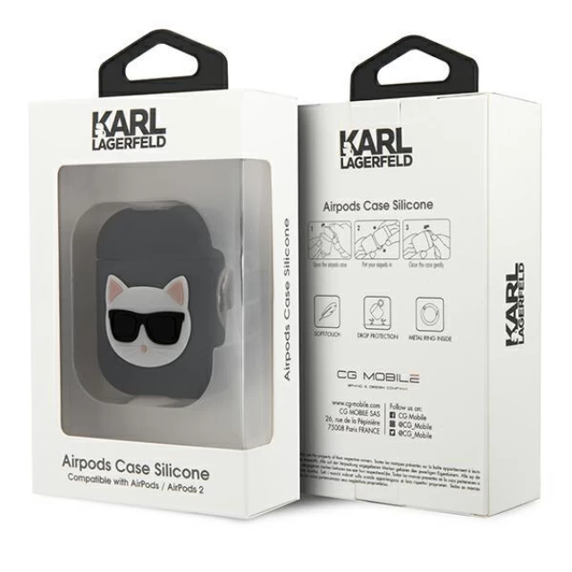 Чехол Karl Lagerfeld Silicone Choupette для AirPods 2/1 Black (KLACA2SILCHBK)