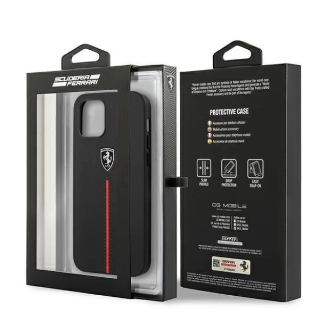 Чохол Ferrari для iPhone 12 | 12 Pro Off Track Leather Nylon Stripe Black (FEOMSHCP12MBK)