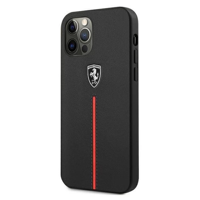 Чехол Ferrari для iPhone 12 Pro Max Off Track Leather Nylon Stripe Black (FEOMSHCP12LBK)