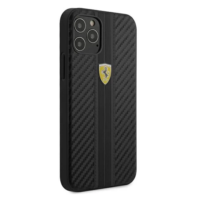 Чехол Ferrari для iPhone 12 | 12 Pro On Track PU Carbon Black (FESNECHCP12MBK)