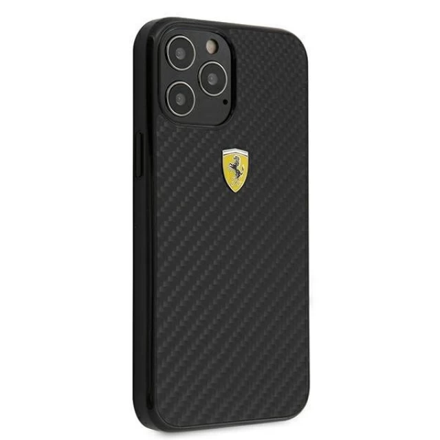 Чехол Ferrari для iPhone 12 | 12 Pro On Track Real Carbon Black (FERCAHCP12MBK)