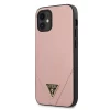 Чехол Guess Saffiano Triangle Metal Logo для iPhone 12 mini Pink (GUHCP12SVSATMLPI)