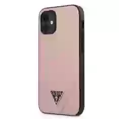 Чехол Guess Saffiano Triangle Metal Logo для iPhone 12 mini Pink (GUHCP12SVSATMLPI)