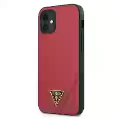 Чехол Guess Saffiano Triangle Metal Logo для iPhone 12 mini Red (GUHCP12SVSATMLRE)