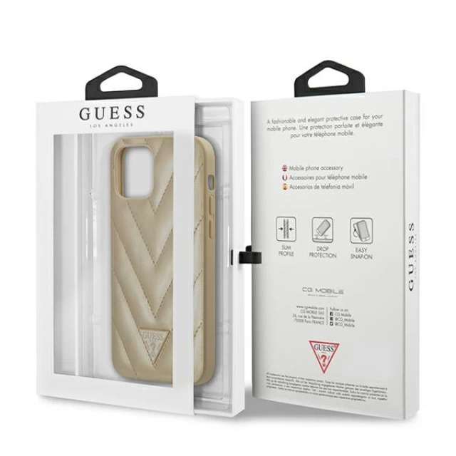 Чехол Guess V-Quilted Collection для iPhone 12 Pro Max Gold (GUHCP12LPUVQTMLBE)