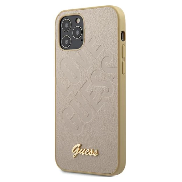 Чохол Guess Iridescent Love Script Gold Logo для iPhone 12 | 12 Pro Gold (GUHCP12MPUILGLG)