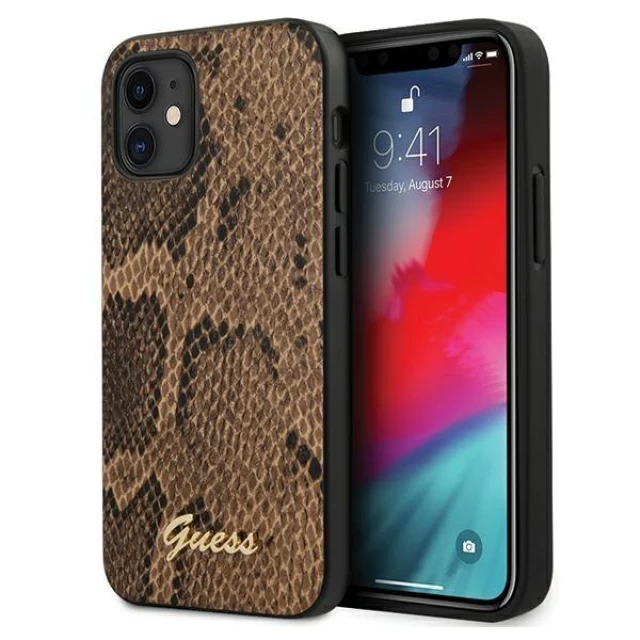 Чехол Guess Script Python Collection для iPhone 12 mini Brown (GUHCP12SPUSNSMLBR)