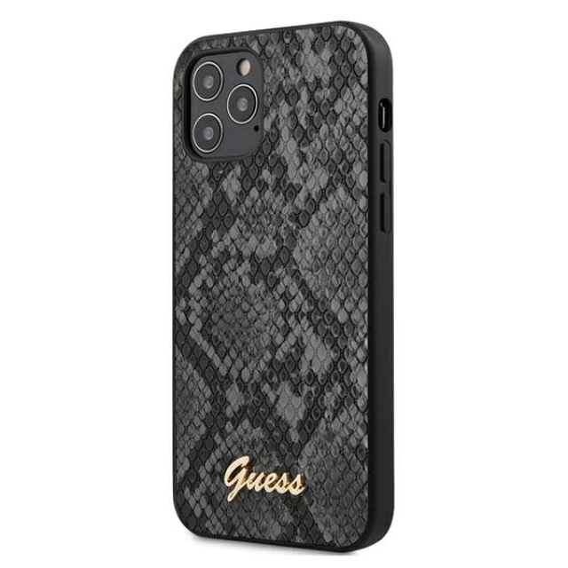 Чехол Guess Script Python Collection для iPhone 12 | 12 Pro Black (GUHCP12MPUSNSMLBK)