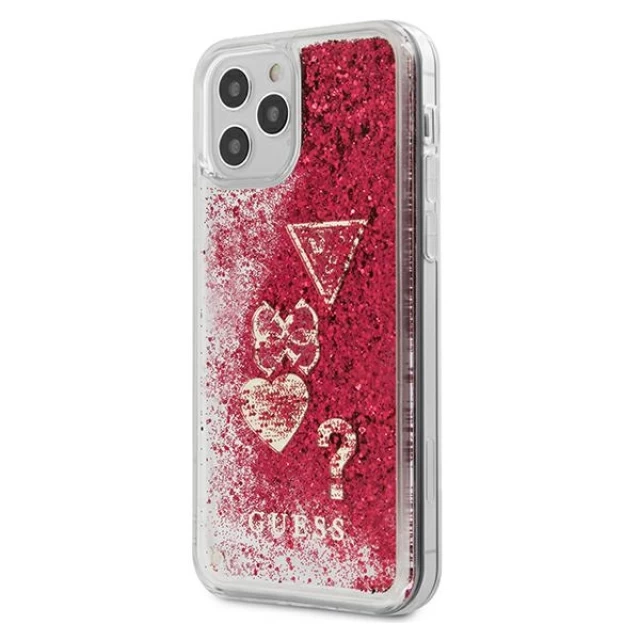 Чохол Guess Glitter Charms для iPhone 12 | 12 Pro Raspberry (GUHCP12MGLHFLRA)