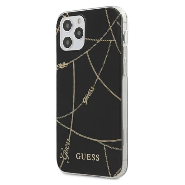 Чехол Guess Gold Chain Collection для iPhone 12 | 12 Pro Black (GUHCP12MPCUCHBK)