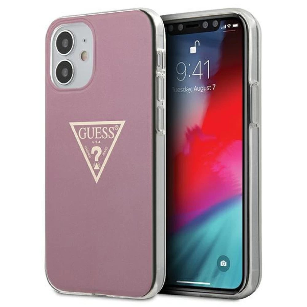 Чехол Guess Metallic Collection для iPhone 12 mini Pink (GUHCP12SPCUMPTPI)  - купить по цене 989 ₴ в Киеве / Украине. Оригинальный товар с гарантией  качества.