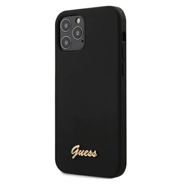 Чохол Guess Silicone Script Logo для iPhone 12 | 12 Pro Black (GUHCP12MLSLMGBK)