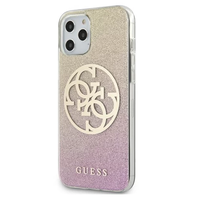 Чехол Guess Glitter Gradient 4G Circle Logo для iPhone 12 Pro Max Gold Pink (GUHCP12LPCUGLPGG)