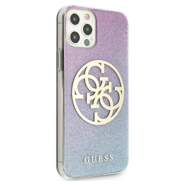 Чехол Guess Glitter Gradient 4G Circle Logo для iPhone 12 Pro Max Blue (GUHCP12LPCUGLBPG)