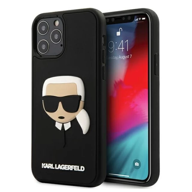 Чехол Karl Lagerfeld 3D Rubber Karl`s Head для iPhone 12 | 12 Pro Black (KLHCP12MKH3DBK)