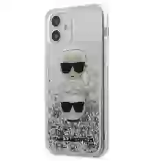 Чехол Karl Lagerfeld Liquid Glitter Karl and Choupette для iPhone 12 mini Silver (KLHCP12SKCGLSL)