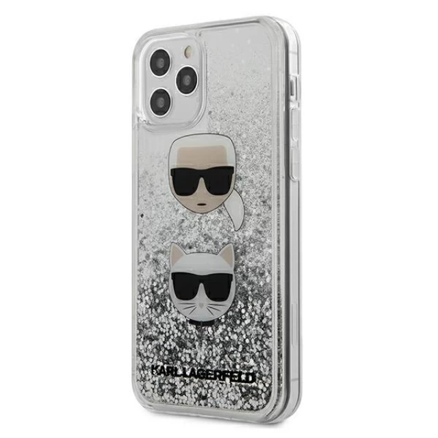 Чохол Karl Lagerfeld Liquid Glitter Karl & Choupette для iPhone 12 | 12 Pro Silver (KLHCP12MKCGLSL)