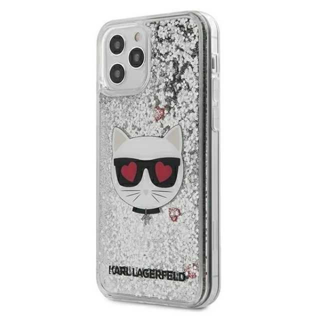 Чохол Karl Lagerfeld Liquid Glitter Choupette для iPhone 12 Pro Max Silver (KLHCP12LLCGLSL)