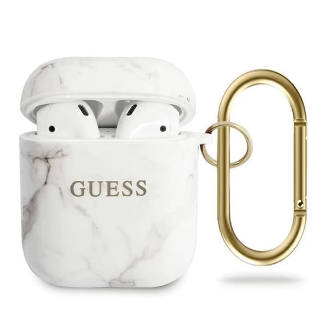 Чохол Guess Marble для AirPods 2/1 White (GUACA2TPUMAWH)