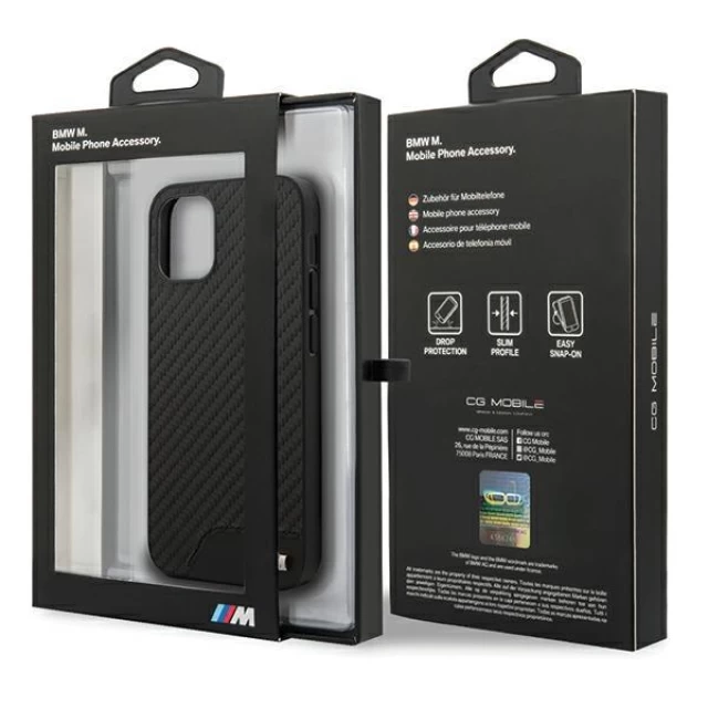 Чехол BMW для iPhone 12 mini M Collection PU Carbon Stripe  Black (BMHCP12SCABBK)