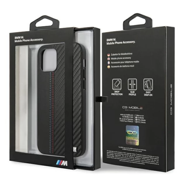 Чехол BMW для iPhone 12 | 12 Pro PU Carbon Black (BMHCP12MMCARBK)