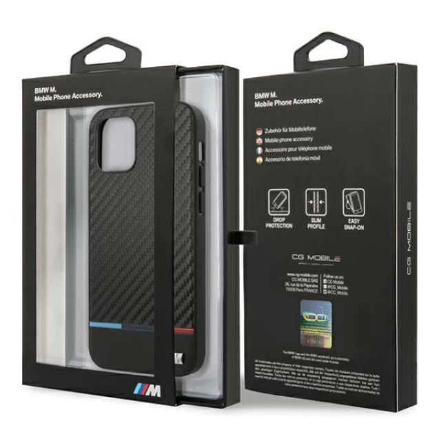 Чехол BMW для iPhone 12 | 12 Pro M Collection PU Carbon Stripe Black (BMHCP12MPUCARTCBK)