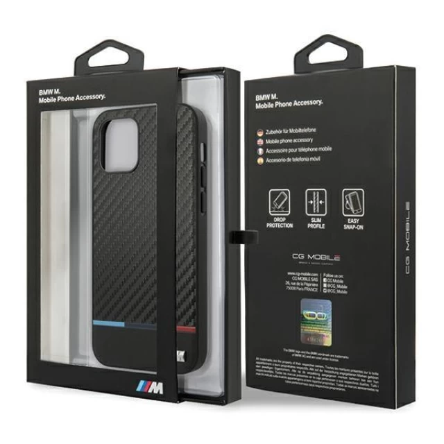 Чехол BMW для iPhone 12 Pro Max M Collection PU Carbon Stripe Black (BMHCP12LPUCARTCBK)