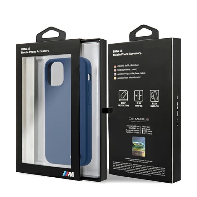 Чехол BMW для iPhone 12 | 12 Pro Silicone M Collection Blue (BMHCP12MMSILNA)