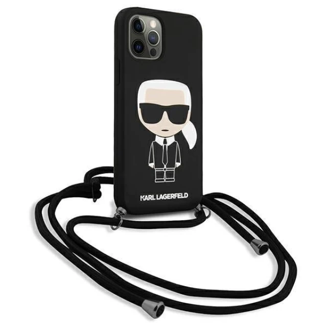 Чехол Karl Lagerfeld Silicone Cord Iconic для iPhone 12 Pro Max Black (KLHCP12LWOSLFKBK)