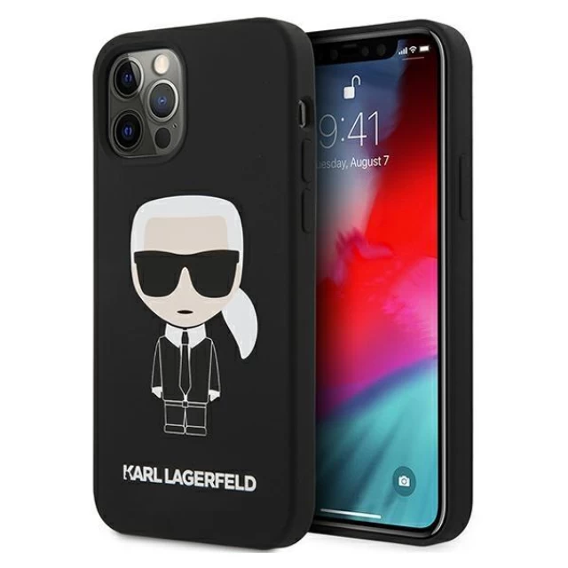 Чохол Karl Lagerfeld Silicone Iconic для iPhone 12 Pro Max Black (KLHCP12LSLFKBK)