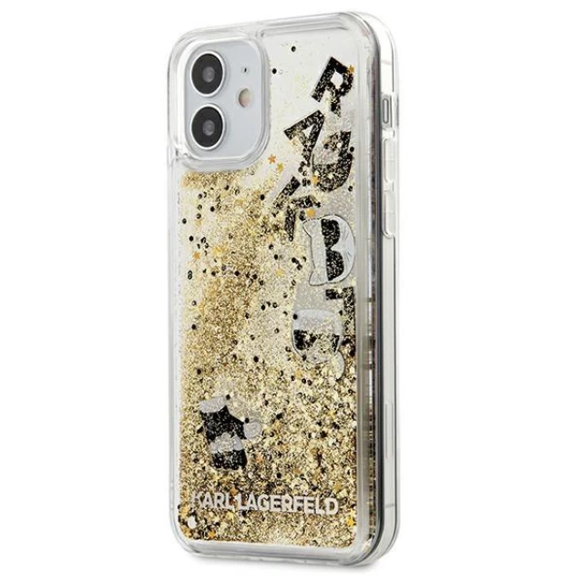 Чехол Karl Lagerfeld Liquid Glitter Charms Cover для iPhone 12 mini Gold (KLHCP12SROGO)