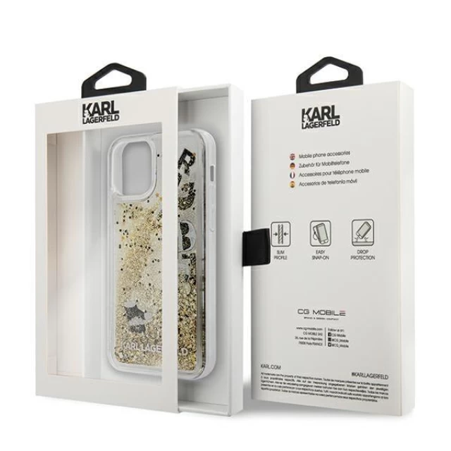 Чехол Karl Lagerfeld Liquid Glitter Charms Cover для iPhone 12 mini Gold (KLHCP12SROGO)