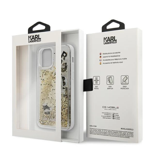 Чохол Karl Lagerfeld Liquid Glitter Charms Cover для iPhone 12 mini Gold (KLHCP12SROGO)