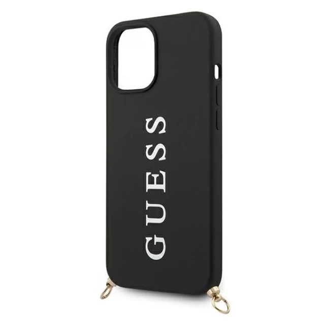 Чохол Guess Silicone Printed Logo Strap для iPhone 12 | 12 Pro Black (GUHCP12MPUSTCRBK)