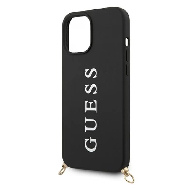 Чехол Guess Silicone Printed Logo Strap для iPhone 12 Pro Max Black (GUHCP12LPUSTCRBK)