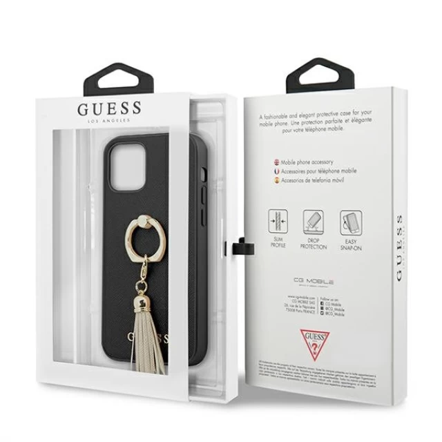 Чохол Guess Saffiano with Ring Stand для iPhone 12 | 12 Pro Black (GUHCP12MRSSABK)