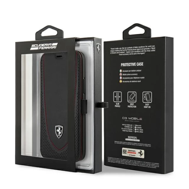 Чехол-книжка Ferrari для iPhone 12 | 12 Pro Off Track Perforated Black (FEOGOFLBKP12MBK)