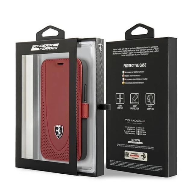 Чехол-книжка Ferrari для iPhone 12 mini Off Track Perforated Red (FEOGOFLBKP12SRE)