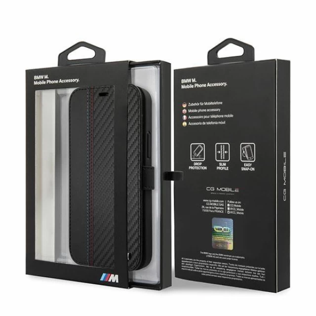 Чехол-книжка BMW для iPhone 12 mini M Collection PU Carbon Stripe  Black (BMFLBKP12SMCARBK)