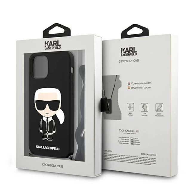 Чехол Karl Lagerfeld Silicone Cord Iconic для iPhone 12 | 12 Pro Black (KLHCP12MWOSLFKBK)