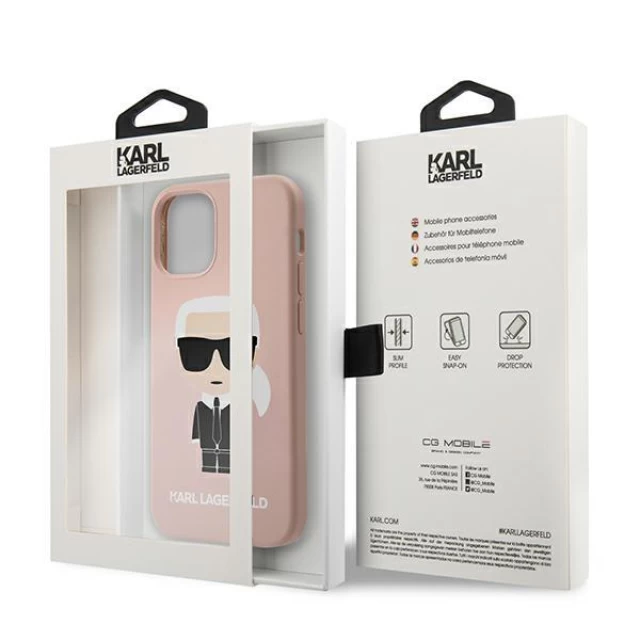 Чехол Karl Lagerfeld Silicone Iconic для iPhone 12 mini Pink (KLHCP12SSLFKPI)