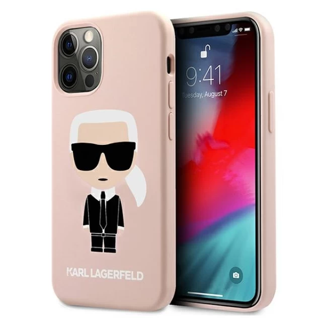 Чохол Karl Lagerfeld Silicone Iconic для iPhone 12 | 12 Pro Light Pink (KLHCP12MSLFKPI)