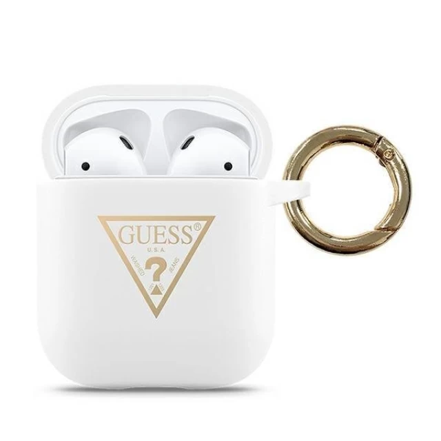 Чехол Guess Silicone Triangle Logo для AirPods 2/1 White (GUACA2LSTLWH)