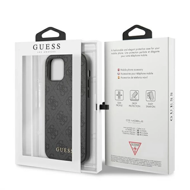 Чехол Guess 4G Metal Gold Logo для iPhone 12 | 12 Pro Grey (GUHCP12MG4GFGR)