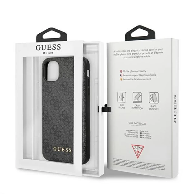 Чехол Guess 4G Metal Gold Logo для iPhone 11 Grey (GUHCN61G4GFGR)