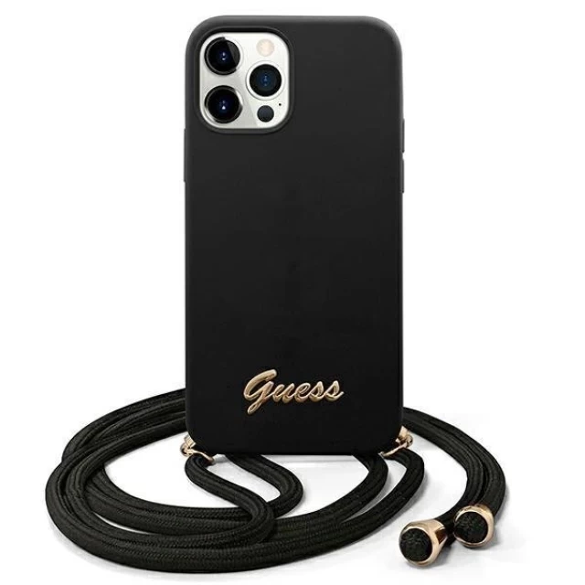 Чохол Guess Metal Logo Cord для iPhone 12 Pro Max Black (GUHCP12LLSCLMGBK)